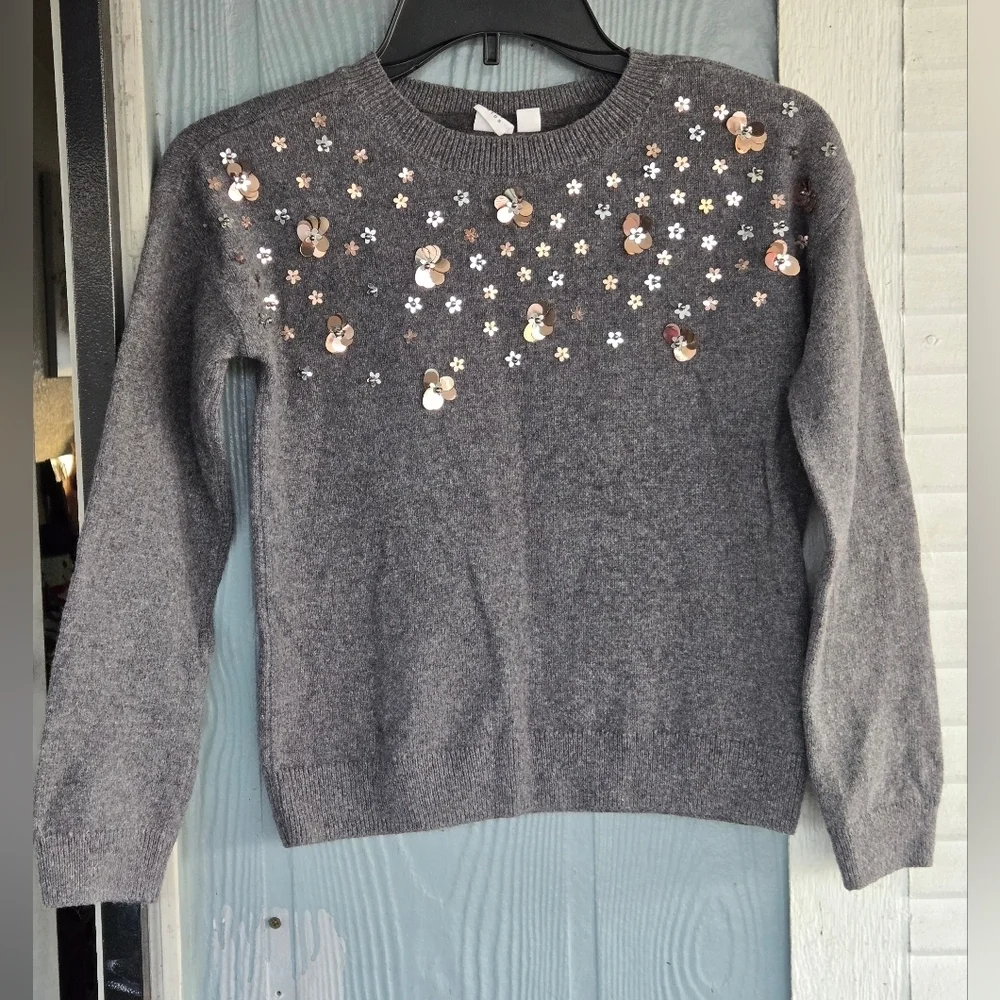 GAP Gray Kids Sweater with Floral Accents